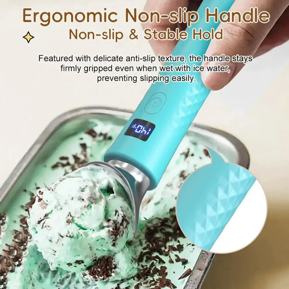 Heated Ice Cream Scoop, Rechargeable, with LED Display, 3 Heat Levels