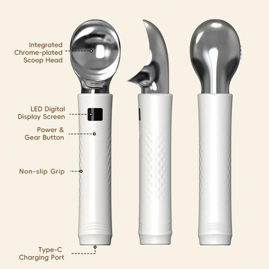 Heated Ice Cream Scoop, Rechargeable, with LED Display, 3 Heat Levels