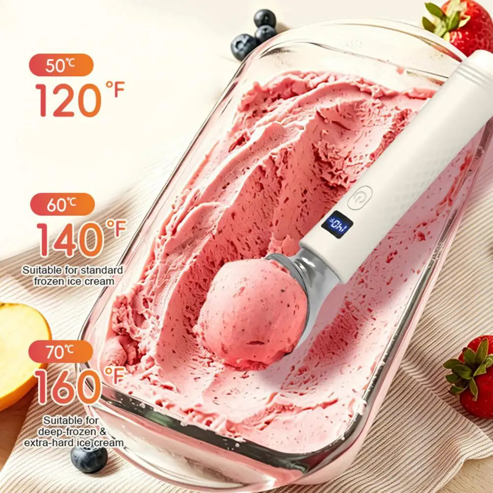 Heated Ice Cream Scoop, Rechargeable, with LED Display, 3 Heat Levels